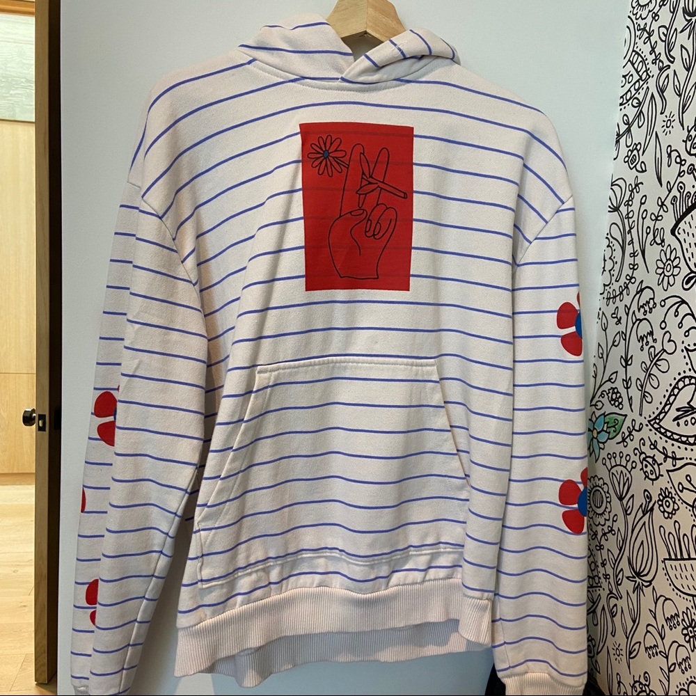 Urban Outfitters Striped Hoodie with Flowers
